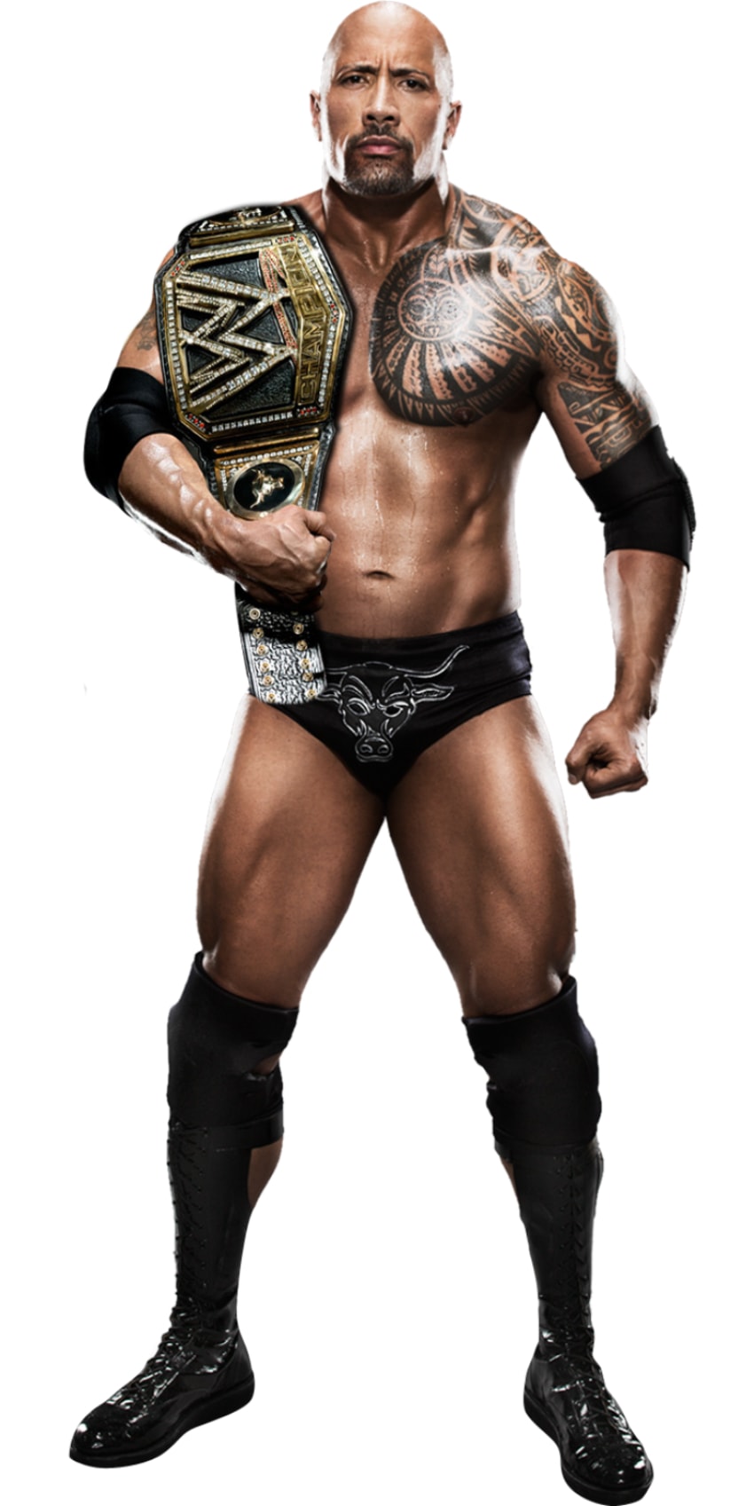 Dwayne Johnson The Rock the champion wrestler holding a belt