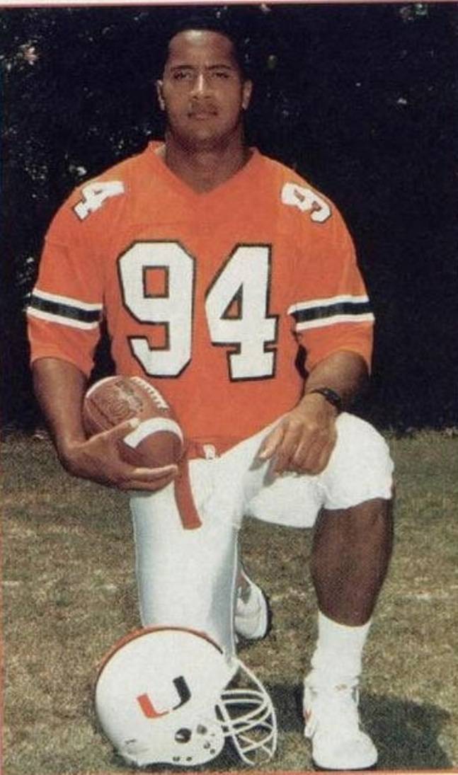 Dwayne Johnson The Rock when he played football for college