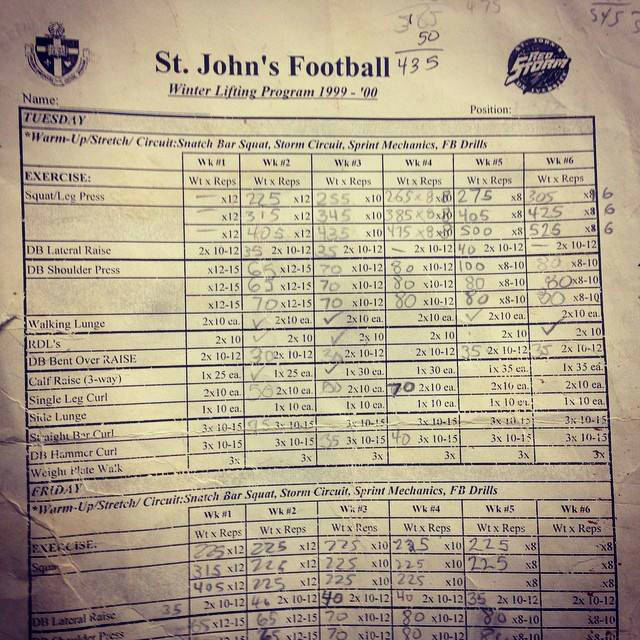 Elliotts st johns football training log