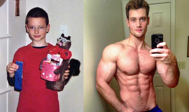 Connor Murphy's transformation picture showing his transition from a young boy to a well built natural bodybuilder 