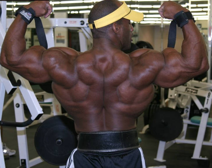 Darrem Charles showing his back during a gym session