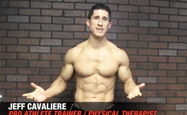 Jeff Cavaliere during his athlean-x workout video.