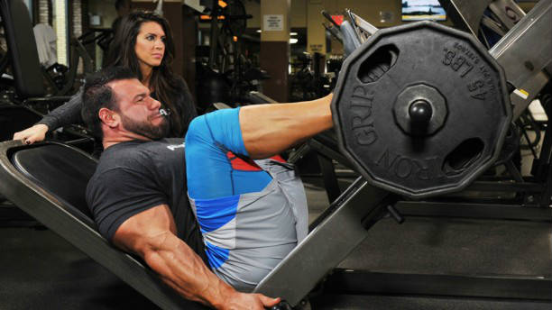 Steve Kuclo completing a leg press