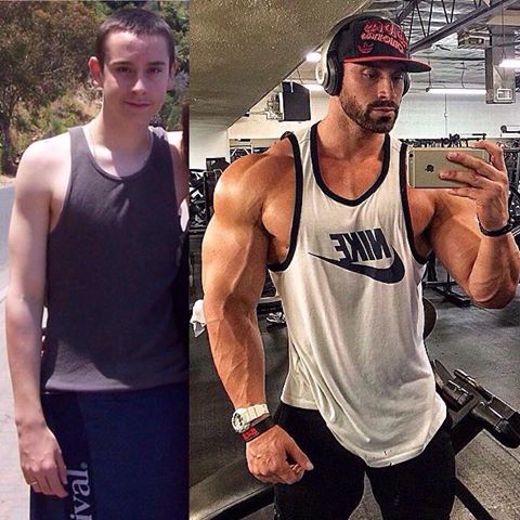 Bradley Martyn transformation from a skinny teenager to a muscular and shredded model