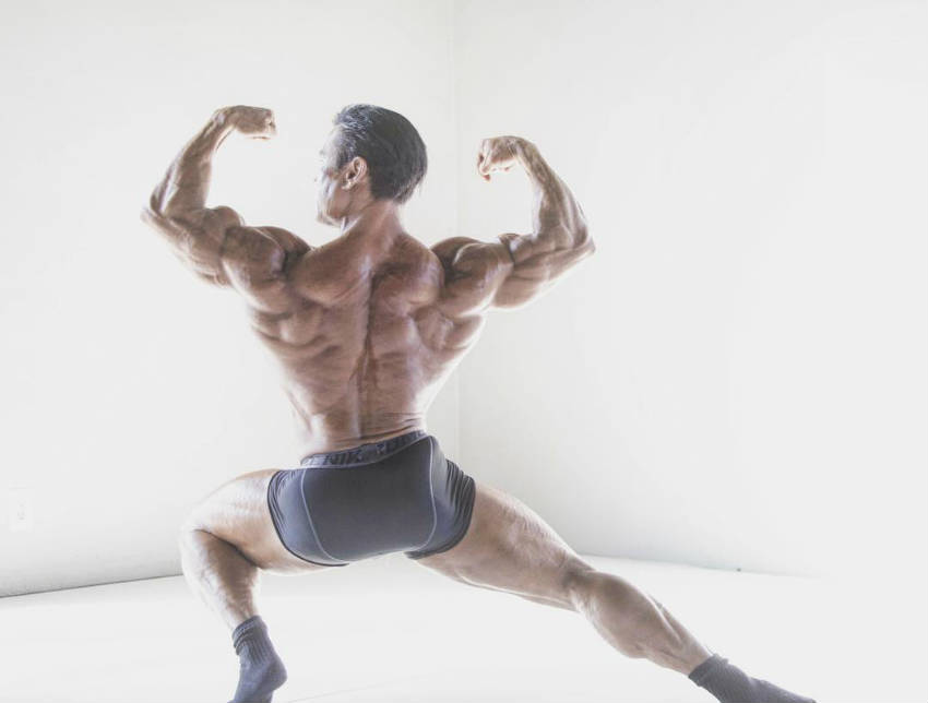 danny hester showing his back in stretched pose