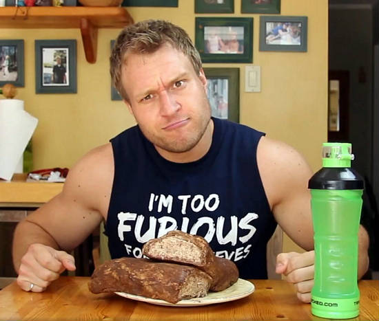 furious pete with a large slab of meat