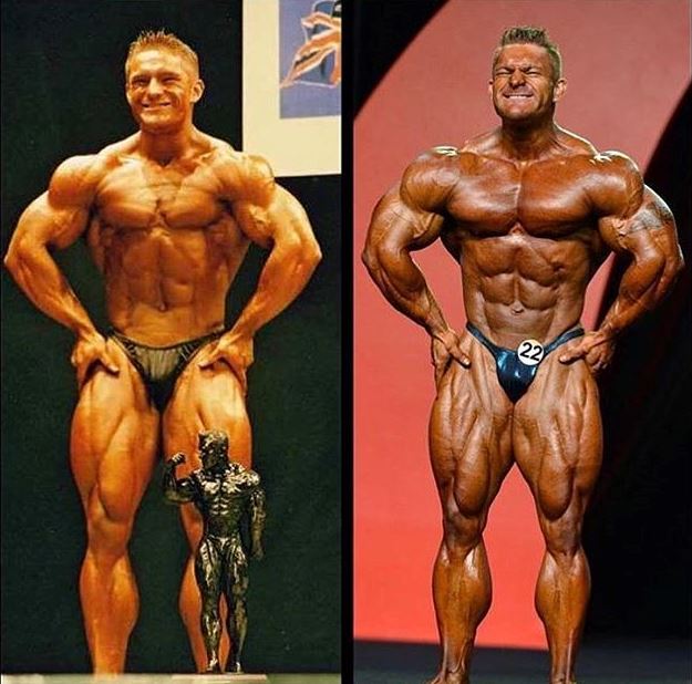 Transformation of James Flex Lewis on the stage, left being 20 year old, on the right being several years older