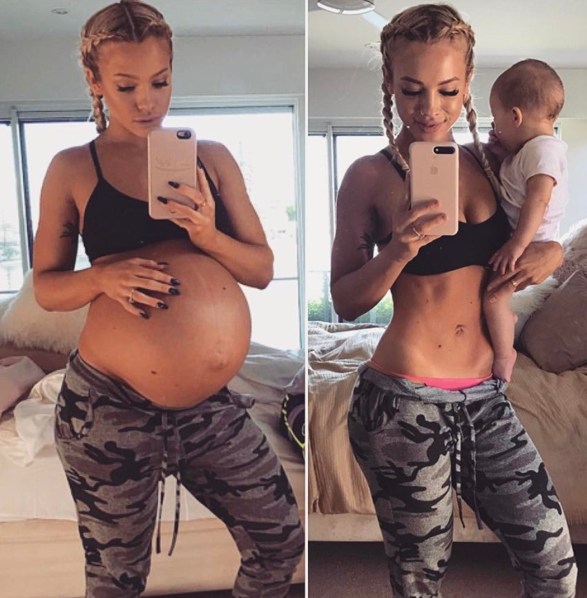 Tammy Hembrow transformation from pregnant to fit