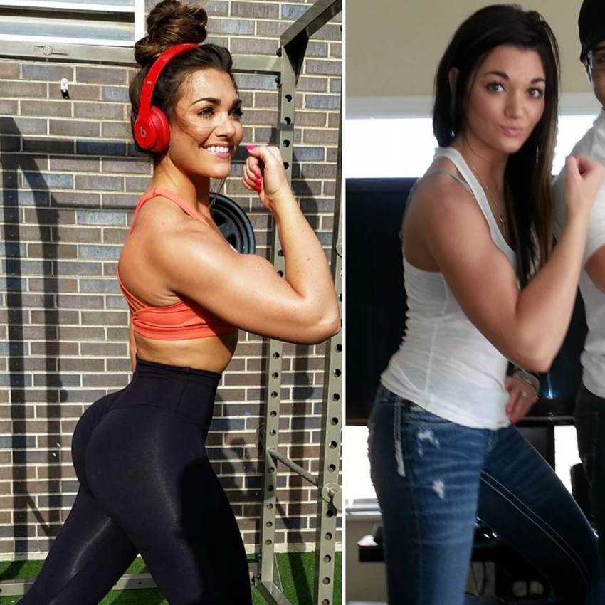 Kristie Crider's transformation from your average girl to a fit model in black yoga pants