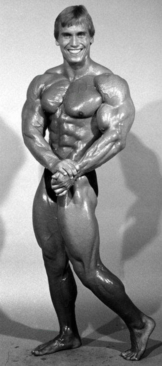 Lance Dreher showing his full physique before a show in the 1980's