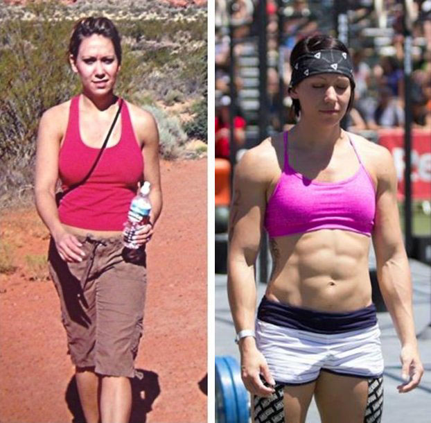 Miranda Oldroyd before and after picture. Going from average health, to incredibly fit and strong 