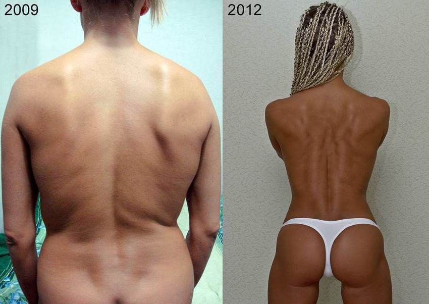 Anastasia Motorina's transformation from slightly overweight and out of shape to fit and toned model with aesthetic back and glutes