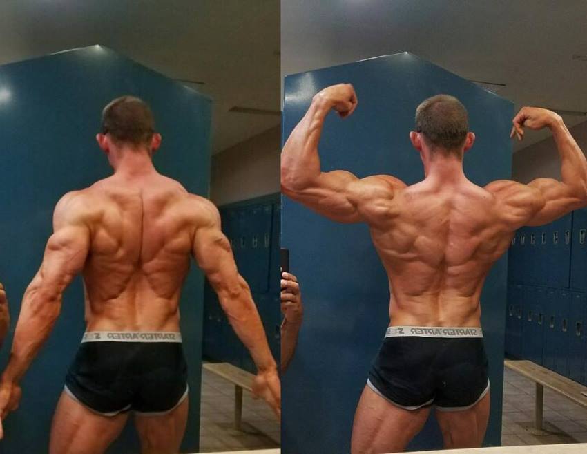 Brandon Gerdes flexing his ripped and muscular back