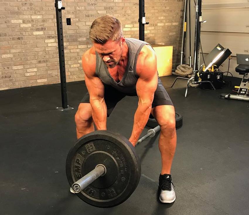 Chris Powell doing a T-Bar row exercise