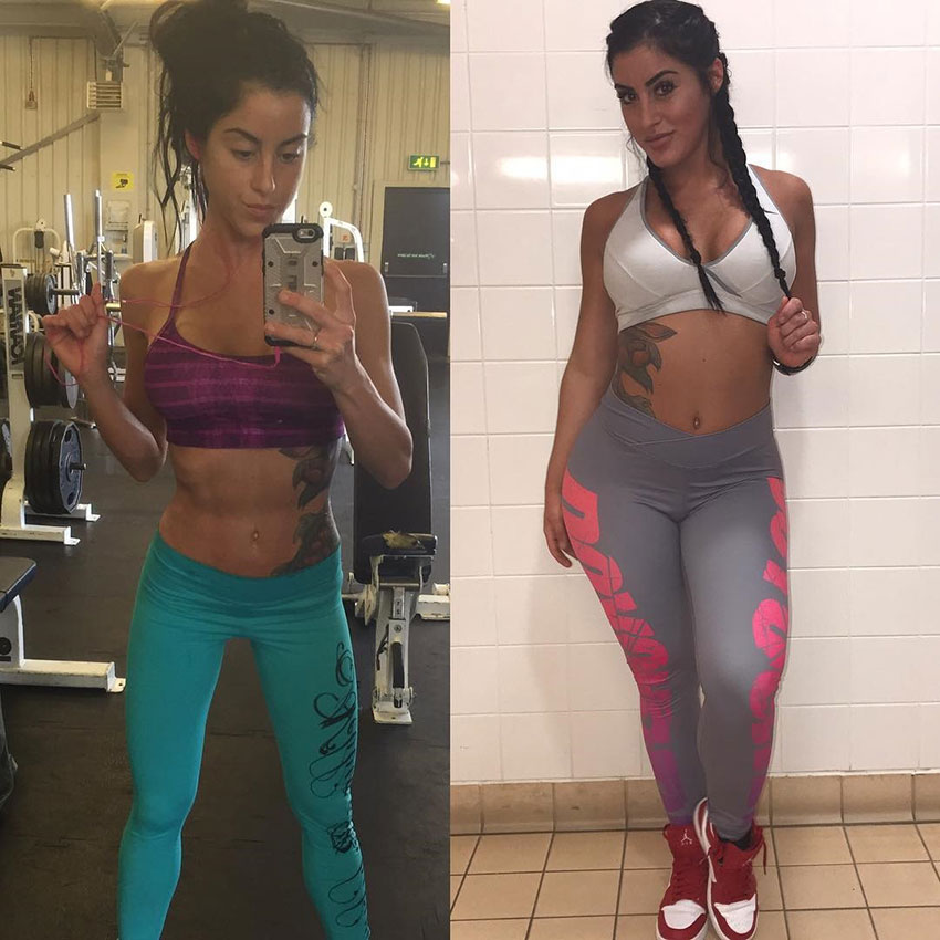 Alysia Macedo before compared to how she looks now.