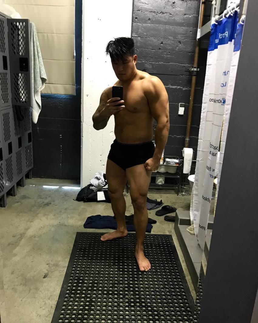 Bart Kwan taking a selfie in a gym locker room