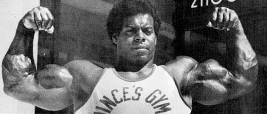 Bill Pettis in his prime flexing his huge arm muscles.