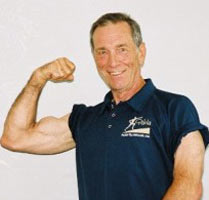 Bob Gajda in his older days, flexing his biceps