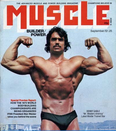 Denny Gable on the cover of a bodybuilding magazine