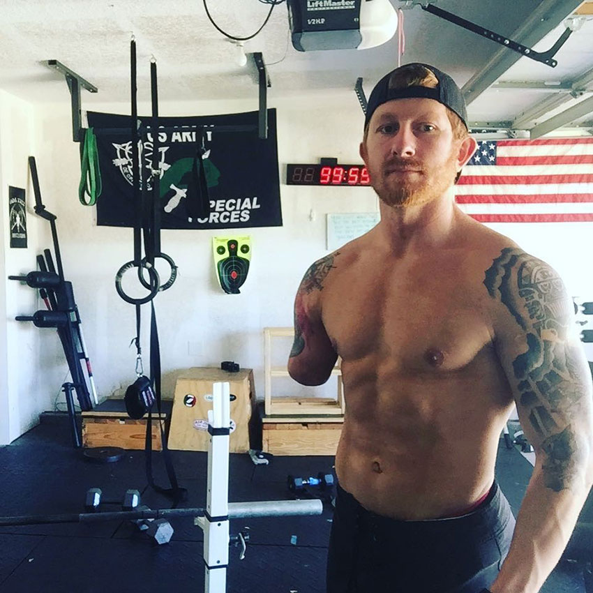 Jared Bullock in his home built gym.