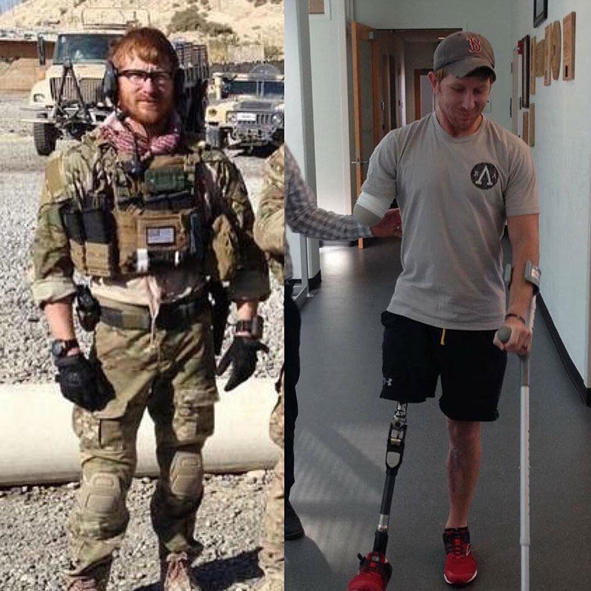 Jared Bullock in his army days compared to when he was in his recovery period.