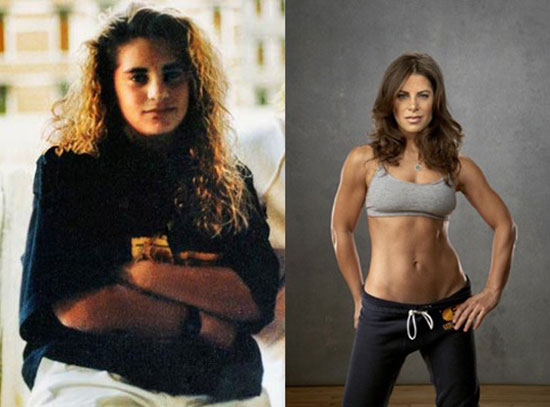 Jillian Michaels before compared to how she looks now.