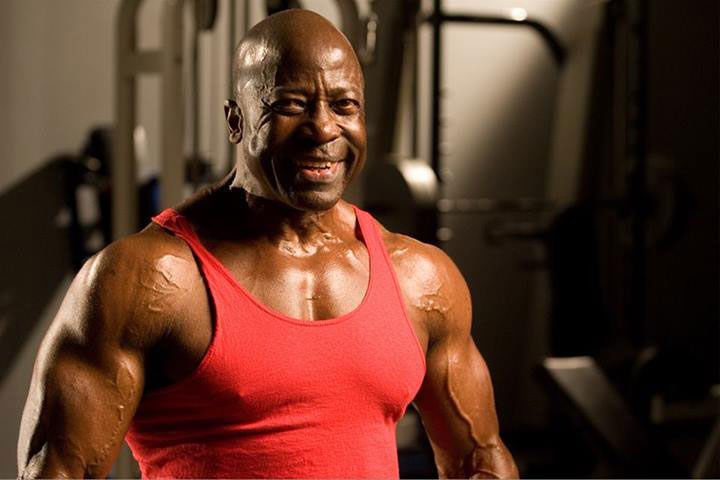 Jim Morris wearing a vest in a photo in the gym.