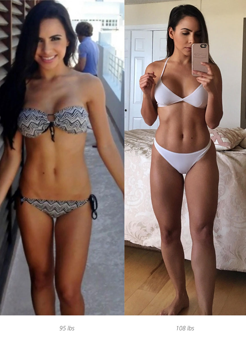 Lisa Morales before she began her fitness journey compared to now.