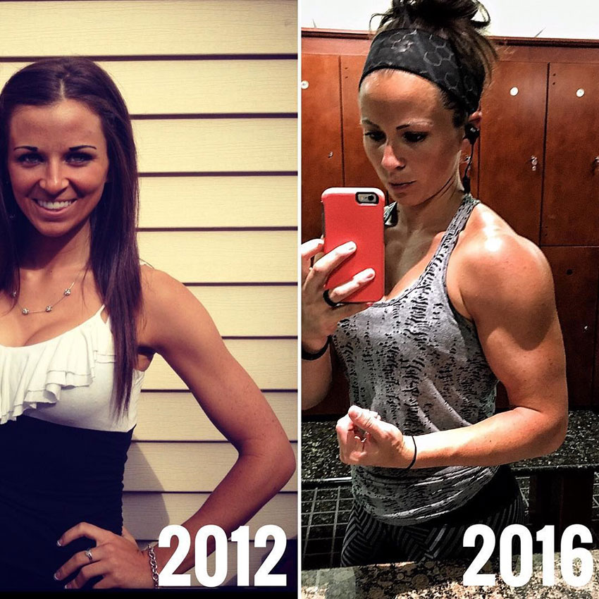 Sarah Bowmar before compared to how she looked in 2016.