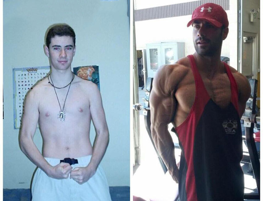Alex Carneiro before compared to how he looks now.