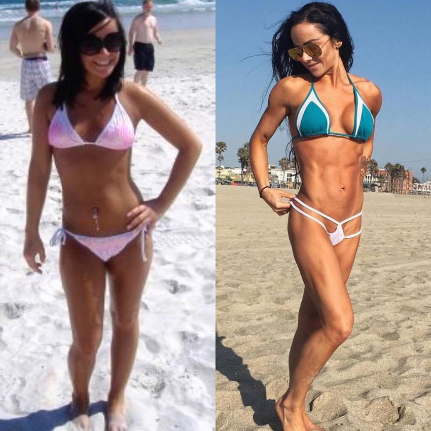 Caryn Nicole Paolini transformation before she started her fitness journey and after