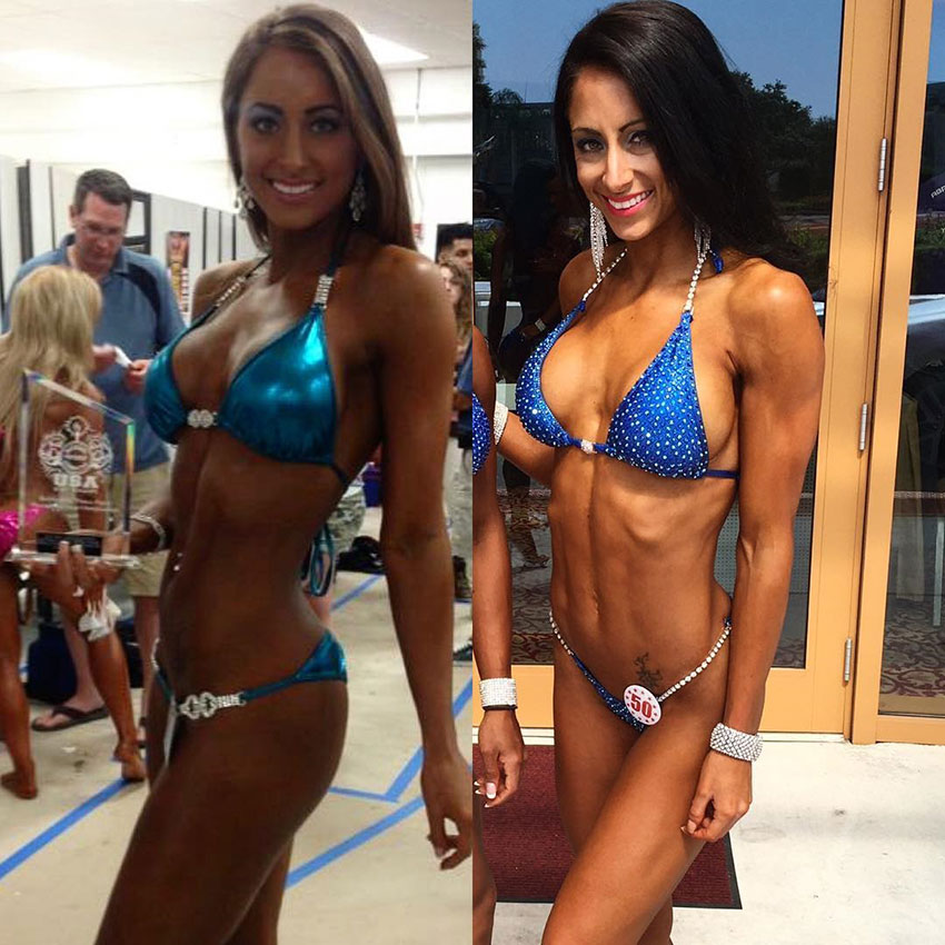 Casey Samsel at her first competition compared to one of her later ones.