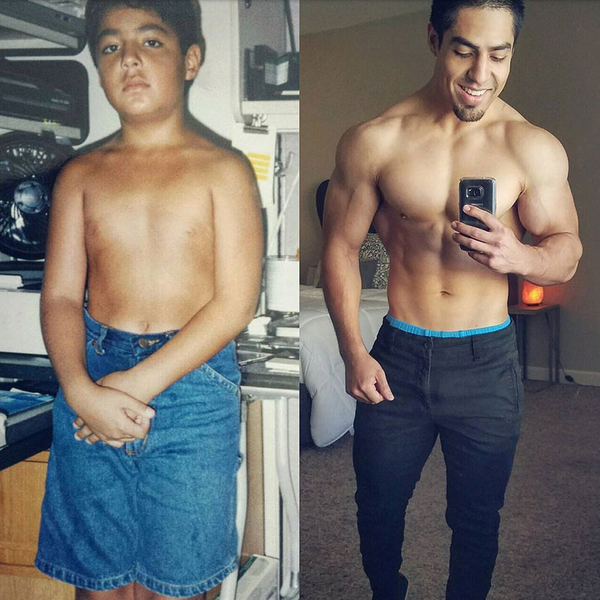 Chris Lavado as a child compared to how he looks now.