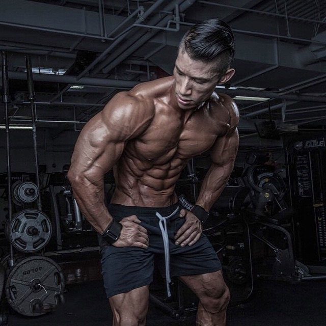 John Nguyen showing off his ripped physique.