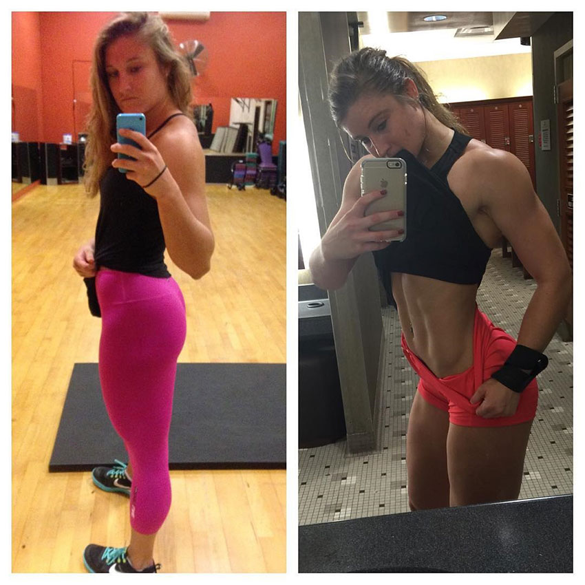 Katie Sonier before compared to how she looks now.