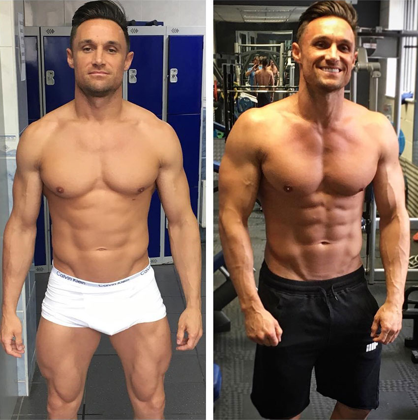 Kirk Miller before compared to after preparing for a photo shoot.