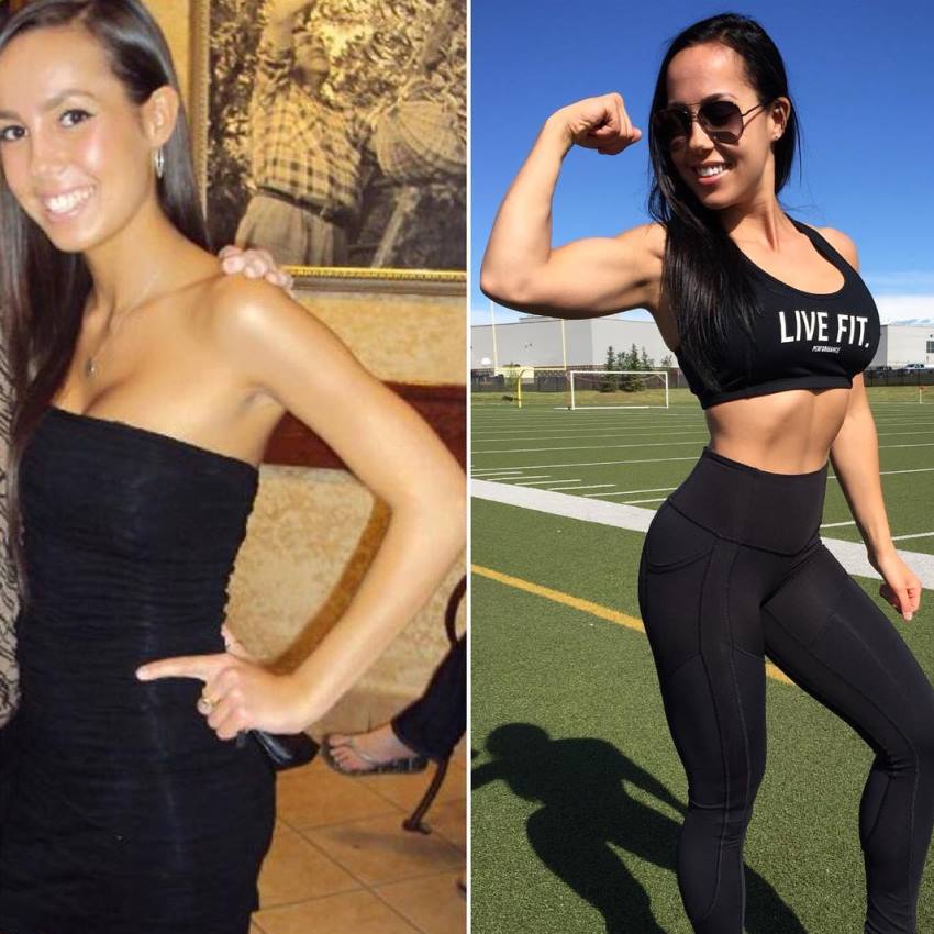 Randi Kennedy's transformation before her fitness journey and today