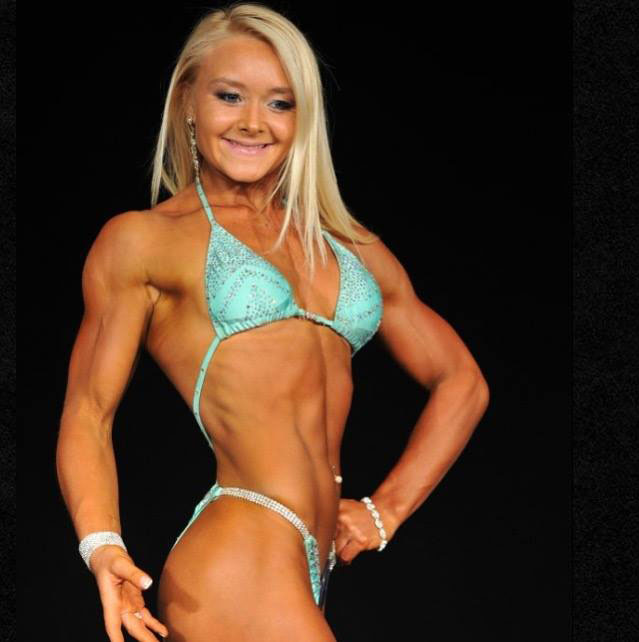 Ashley Lockaby on the bodybuilding stage.