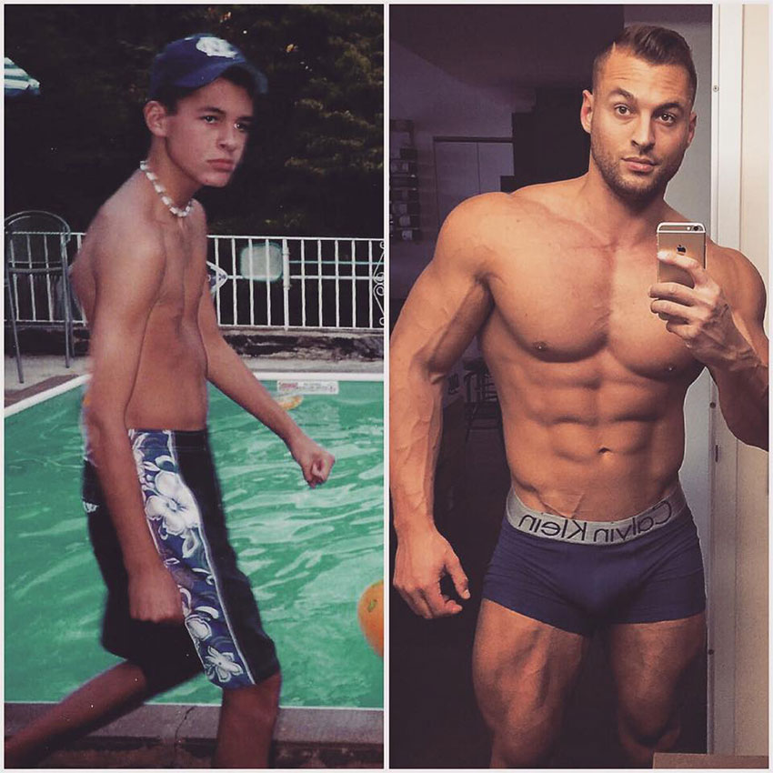 Ryan Hughes before compared to how he looks now.