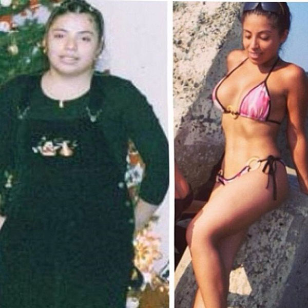 Jessenia Vice as an overweight child compared to when she lost weight in her mid 20s.