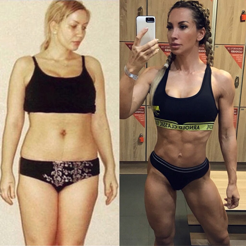 Kate Krasavina's fitness body transformation before-after