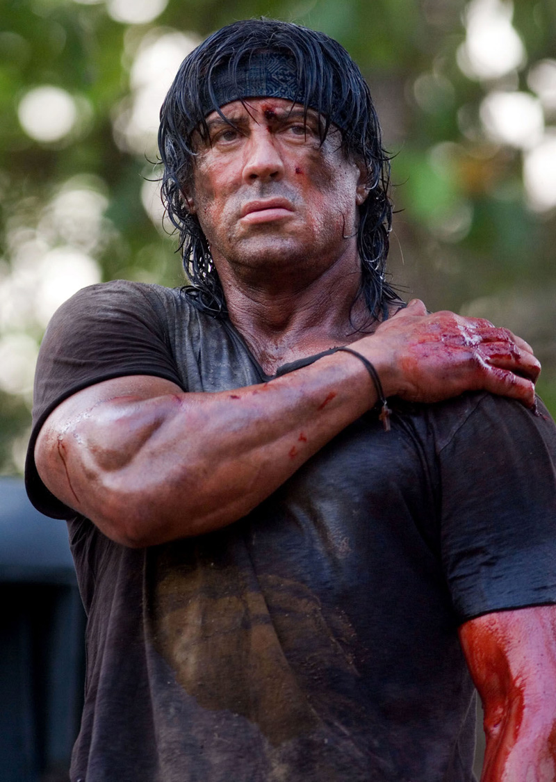 Sylvester Stallone during one of the scenes in Rambo 4.