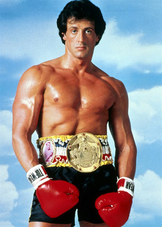 Sylvester Stallone in the first Rocky looking strong and lean