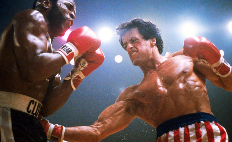 Sylvester Stallone fighting Mr T in Rocky