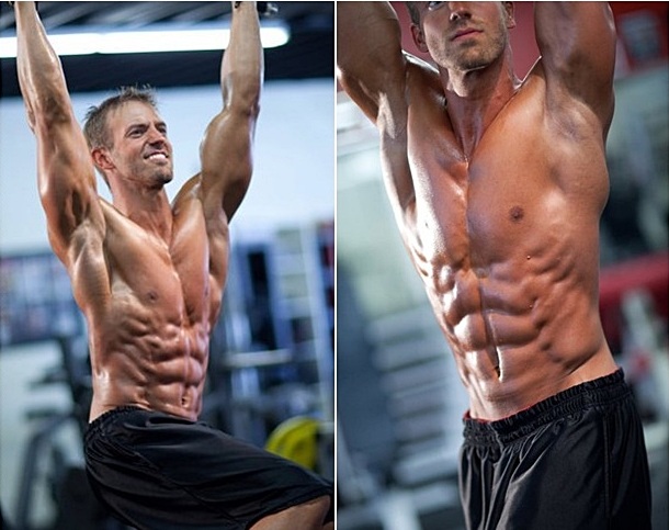 Ben Booker training abs in a gym looking ripped