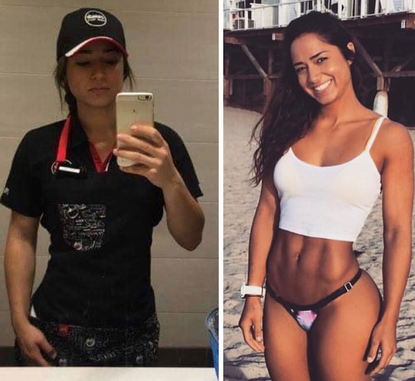 Bruna Luccas' fitness transformation before-after