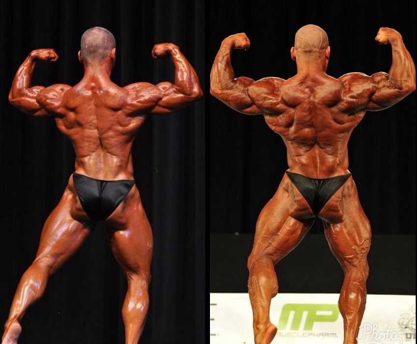 Jordan Janowitz transformation on a bodybuilding stage before-after