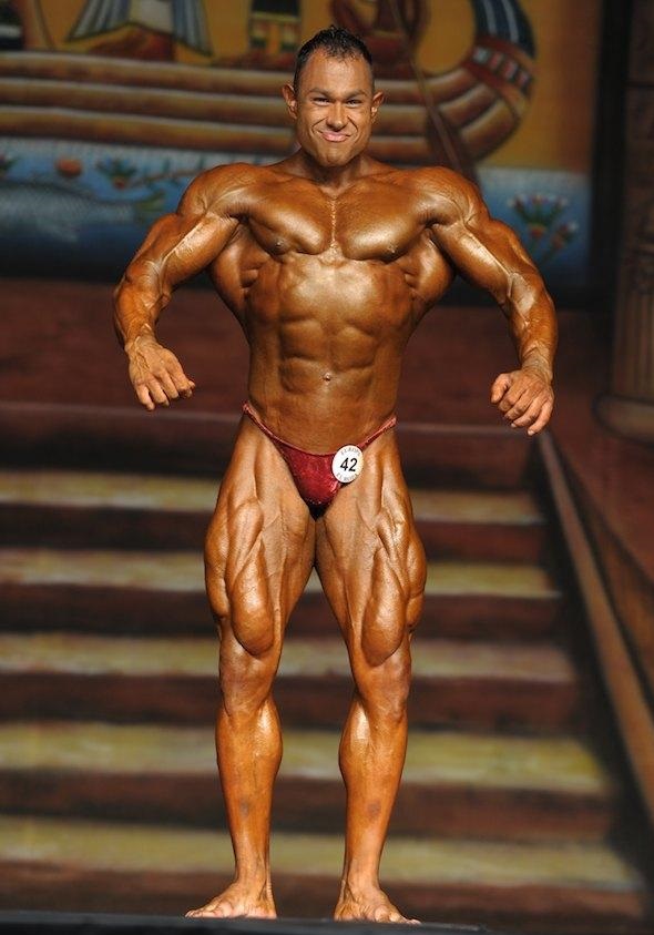 Matt Porter posing on a bodybuilding stage