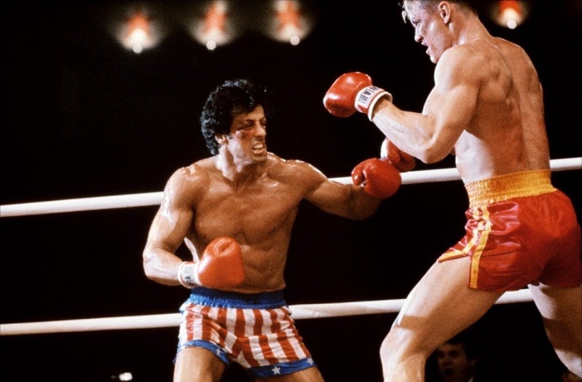 Dolph Lundgren fighting with Rocky Balboa in Rocky IV