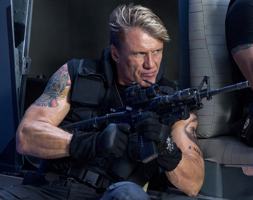 Dolph Lundgren during a scene in The Expendables 3